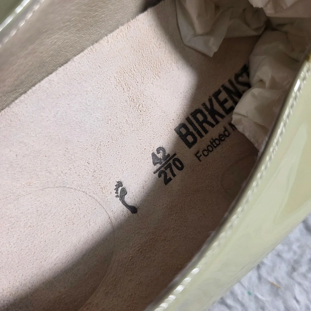 BIRKENSTOCK Saunders Classic Patent Leather Oxfords Lace up Shoes Cream EU 42 N‎